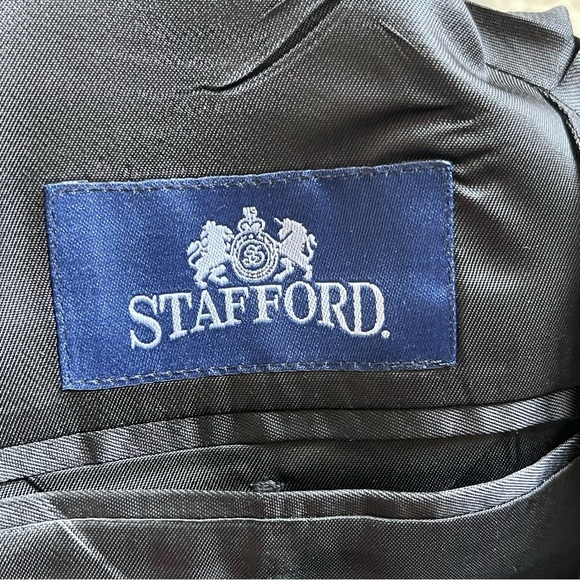 Stafford Men’s Houndstooth Suit Blazer Jacket Size 40R Two Button Suiting - Picture 7 of 12